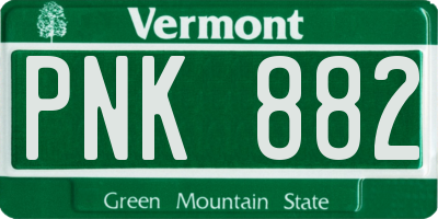 VT license plate PNK882