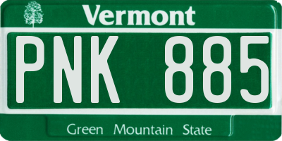 VT license plate PNK885