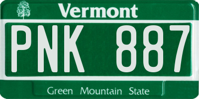 VT license plate PNK887