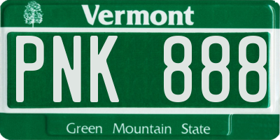 VT license plate PNK888