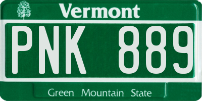 VT license plate PNK889