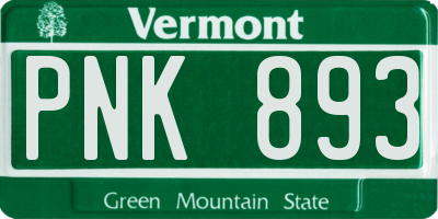VT license plate PNK893