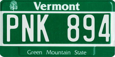 VT license plate PNK894