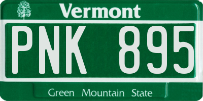 VT license plate PNK895