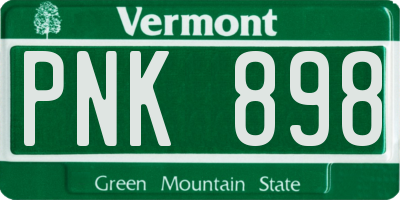 VT license plate PNK898