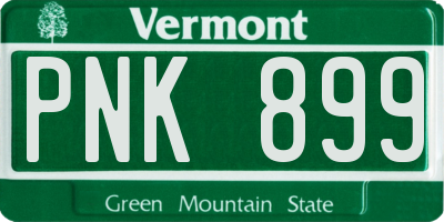 VT license plate PNK899