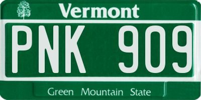 VT license plate PNK909