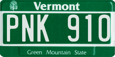 VT license plate PNK910