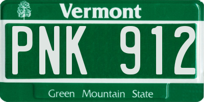 VT license plate PNK912