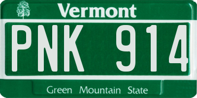 VT license plate PNK914