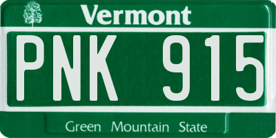 VT license plate PNK915