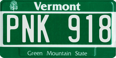 VT license plate PNK918