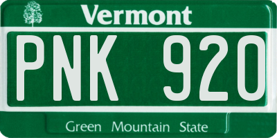 VT license plate PNK920