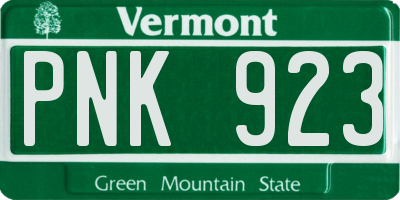 VT license plate PNK923