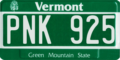 VT license plate PNK925