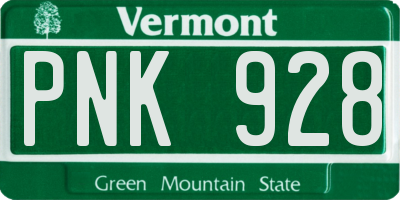 VT license plate PNK928