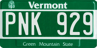 VT license plate PNK929