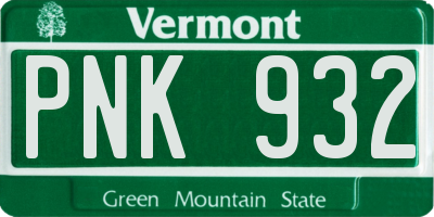 VT license plate PNK932