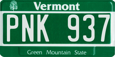 VT license plate PNK937