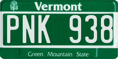 VT license plate PNK938