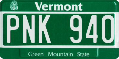 VT license plate PNK940