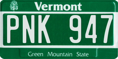 VT license plate PNK947