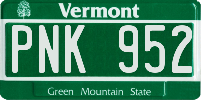 VT license plate PNK952