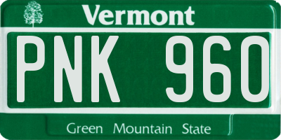 VT license plate PNK960