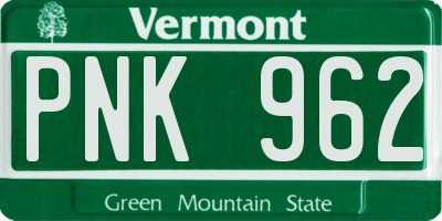 VT license plate PNK962