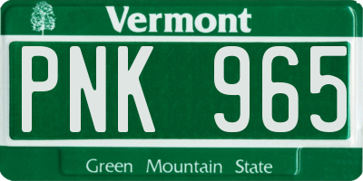 VT license plate PNK965