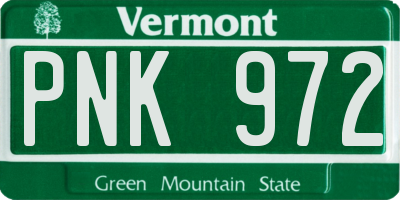VT license plate PNK972