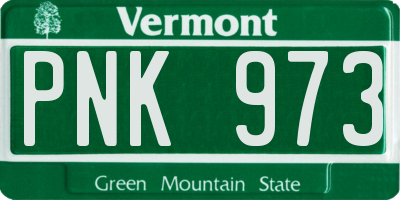 VT license plate PNK973