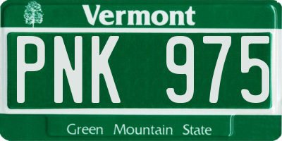 VT license plate PNK975