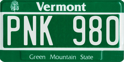 VT license plate PNK980