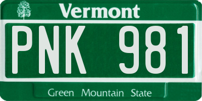 VT license plate PNK981