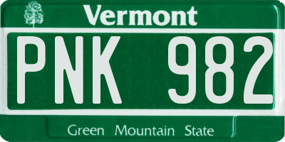 VT license plate PNK982
