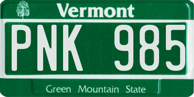 VT license plate PNK985