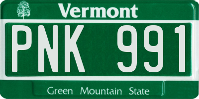 VT license plate PNK991