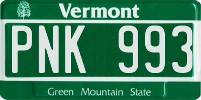 VT license plate PNK993