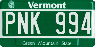 VT license plate PNK994