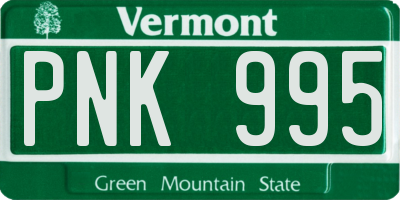 VT license plate PNK995