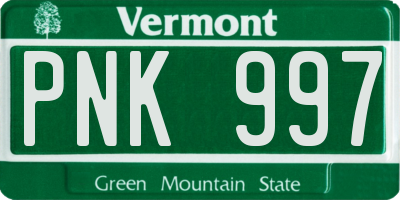 VT license plate PNK997