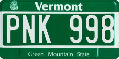 VT license plate PNK998