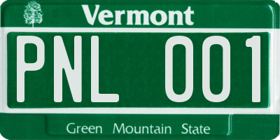 VT license plate PNL001