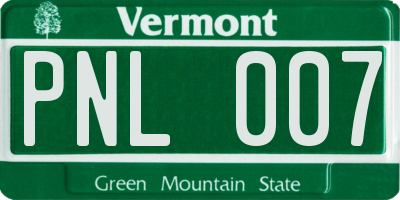 VT license plate PNL007