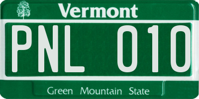 VT license plate PNL010