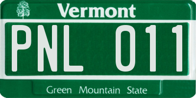 VT license plate PNL011