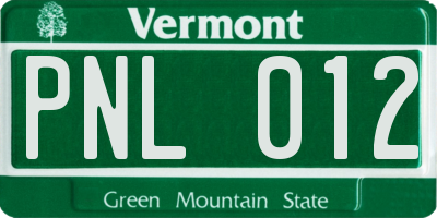 VT license plate PNL012