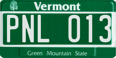 VT license plate PNL013
