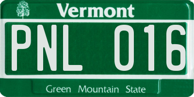 VT license plate PNL016